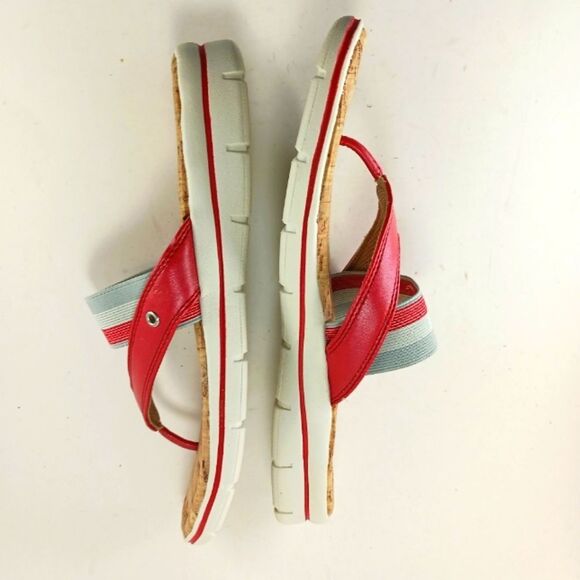 Easy Spirit Nicedayh Cork and Leather Banded Thong Sandal Women's 9M Red/ White. - Picture 8 of 11